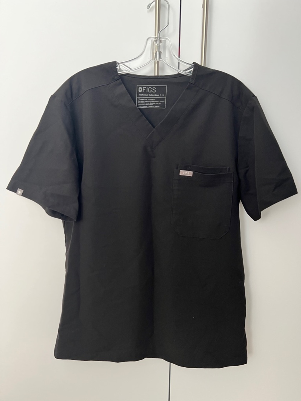 FIGS Black V-Neck Medical Scrub Top